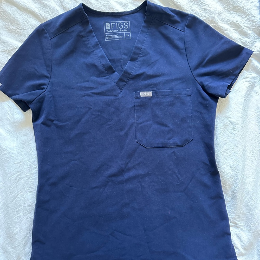 Navy blue figs scrub top